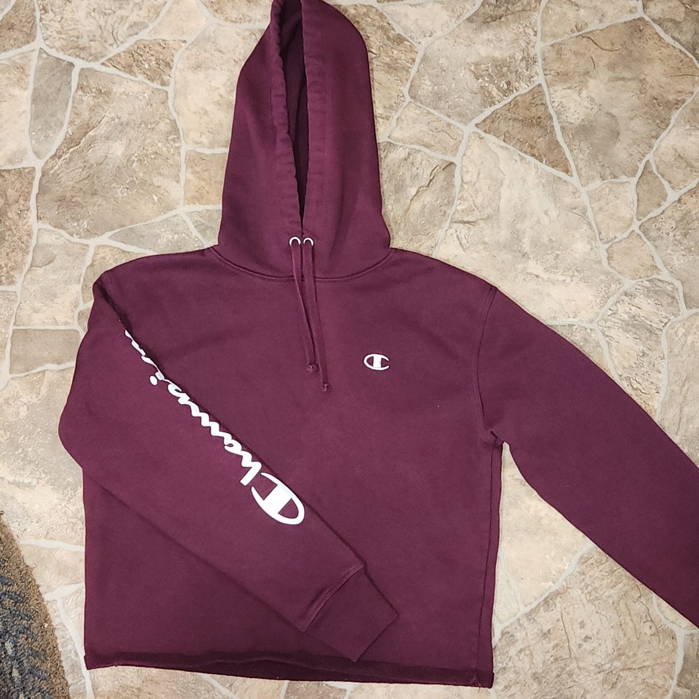 Champion Maroon Hoodie with White Logo
